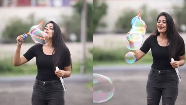 எவ்ளோ பெரிய பபுள்ஸ்.. உடைக்கலாமா.. கெஞ்சும் ரசிகர்கள்.. புன்னகையால் கொஞ்சும் தர்ஷனா!