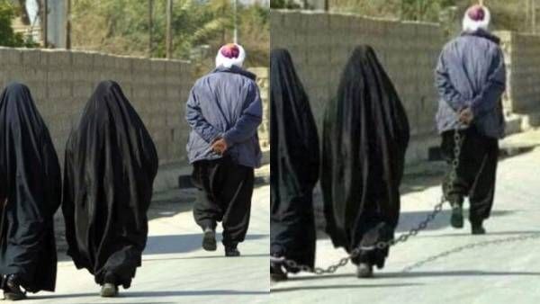 வேண்டாத வேலை பார்த்த நெட்டிசன்கள்.. பெண்களை சங்கிலியால் கட்டி இழுத்துச் செல்லும் புகைப்படம் போலியாம்