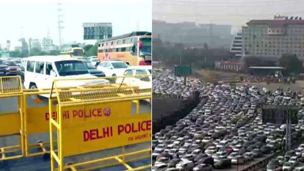 அதிர்ந்தது தலைநகர் டெல்லி... முடங்கியது போக்குவரத்து.. பம்பர் டூ பம்பர் காத்திருக்கும் கார்கள்