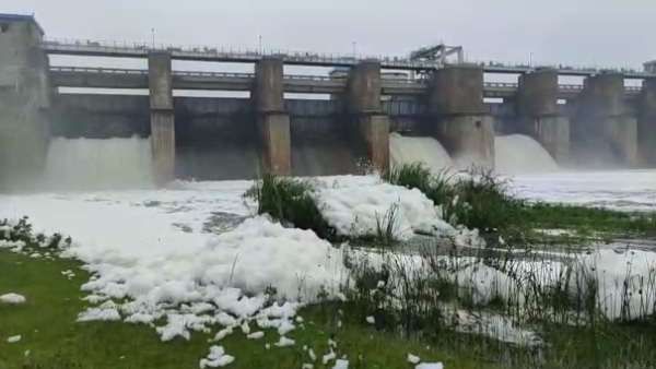 கர்நாடகாவில் கன மழை.. தென் பெண்ணையாற்றில் நீர் வரத்து அதிகரிப்பு: உற்று பார்த்தால் ஒரே நுரை.. கொடுமை