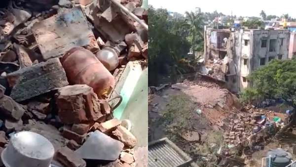 திடீரென இடிந்து விழுந்த திருவொற்றியூர் குடிசை மாற்று வாரிய கட்டிடம்.. 24 வீடுகள் தரைமட்டம்.. பதற்றம்