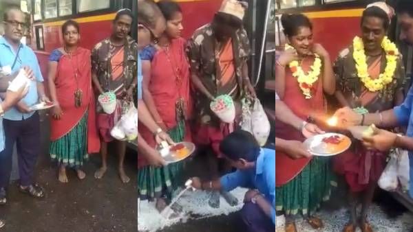 அதுக்குன்னு இப்படியா?.. இருளர் தம்பதியின் காலை கழுவி.. பாலாபிஷேகம் செய்து.. வரவேற்ற பஸ் கண்டக்டர்..!