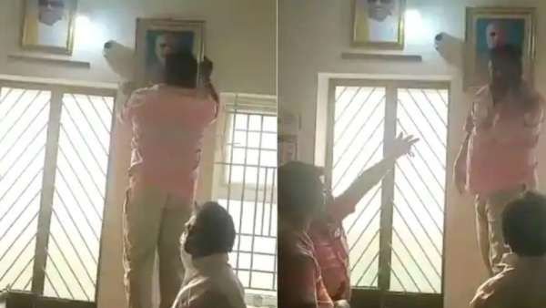 கருணாநிதி படம் இருக்கே.. ஆணி அடித்து மோடி போட்டோவை மாட்டிய பாஜகவினர்.. கோவையில் அத்துமீறியவர் கைது