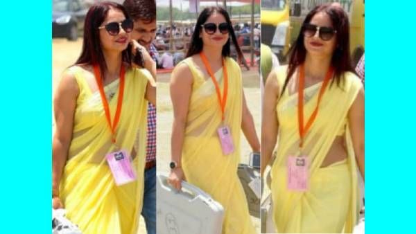 கவர்ச்சியோ கவர்ச்சி.. அந்த ஸ்லீவ்லெஸ் ஜாக்கெட்டும், மஞ்சள் கலர் சேலையும்.. அல்லோகல்லப்படும் இணையம்