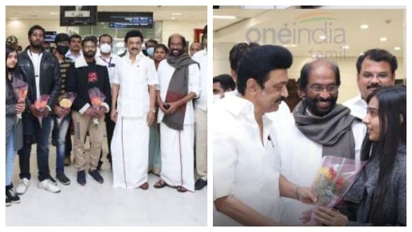 சொந்த ஊர் திரும்பிய தமிழக மாணவர்கள்..பூங்கொத்து கொடுத்து வரவேற்ற முதல்வர் கனிவுடன் நலம் விசாரித்தார்