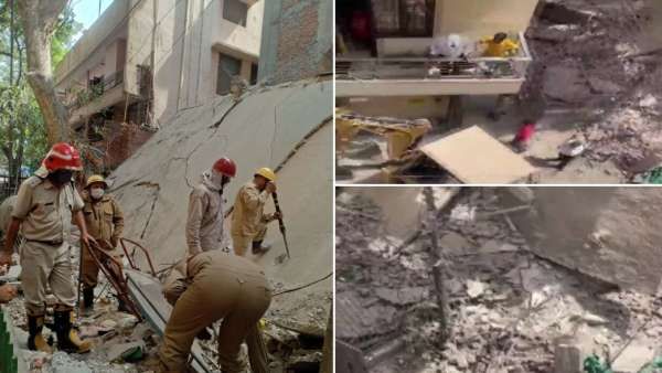 பயங்கர சத்தத்துடன்.. இடிந்த 3 மாடி கட்டிடம்.. 2 பேர் பலி.. 5 பேர் உயிருடன் மீட்பு.. டெல்லி பரபரப்பு