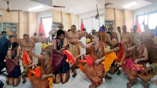 கை பட கூடாதா? தமிழிசையிடம் பொன்னாடையை கையில் தராத விஜயேந்திரர்.. ஏன் இப்படி? பெரும் சர்ச்சை