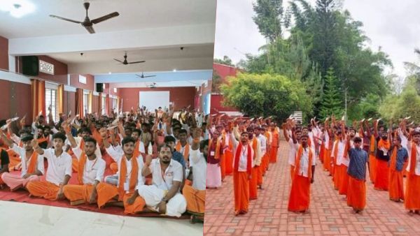 மதக்கலவர முயற்சியா? காவி உடையுடன் கர்நாடக பள்ளியில் ஆயுத பயிற்சி - பாஜக எம்எல்ஏக்கள் மீது வழக்கு