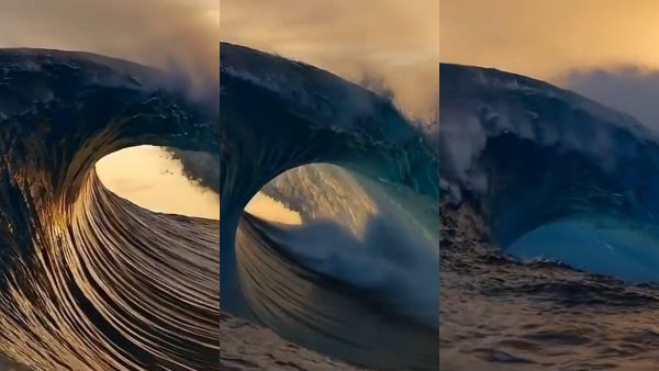 என்ன ஹைட்டு.. மேலே எழும்பி வந்த ராட்சச கடல் அலை.. அப்படியே மேகத்தை தொட்டதா? உண்மை என்ன? - வீடியோ