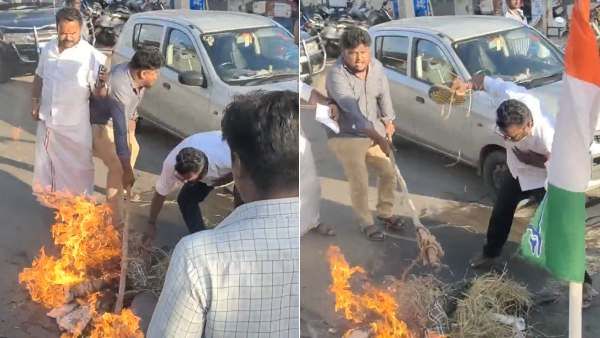 ராஜீவ் காந்தி தியாகியா? ஊழல் செய்தவர்தானே? சீமான் விமர்சனத்துக்கு எதிர்ப்பு- உருவ பொம்மை எரித்த காங்.