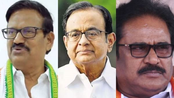 சர்வ அமாவாசை, எமகண்டம் ஓவர்! அழகிரி, திருநாவுக்கரசு புடை சூழ வேட்புமனு தாக்கல் செய்த ப.சிதம்பரம்