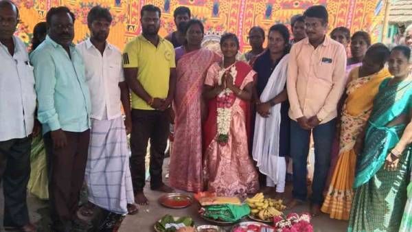 வரலட்சுமிக்கு முகமெல்லாம் வெட்கம்.. ஒரே சிரிப்புதான்..மஞ்சள் நீராட்டு விழாவுக்கு திரண்ட திருவண்ணாமலை