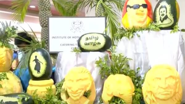 பழங்களில் செதுக்கப்பட்ட கருணாநிதி, ஸ்டாலின் முகம்.. பச்சை வள்ளுவர் -சென்னை மலர் கண்காட்சி சிறப்புகள்