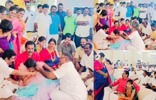 இது தான் மாமன் மச்சான் உறவு! காதணி விழாவில் யாருன்னு பாருங்க! திமுக நிர்வாகியை நெகிழ வைத்த ஐபிஎஸ்!