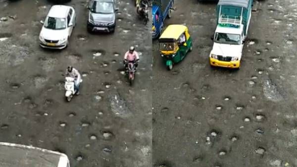 நல்லா உத்துப் பாருங்க.. இதுக்கு பேரு ரோடாம்.. பதறும் வாகன ஓட்டிகள்! பெங்களூருக்கு வந்த சோதனை