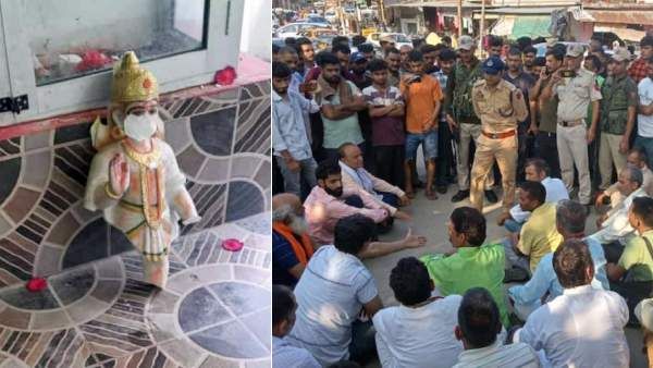 கோவிலில் அனுமன் சிலை உடைப்பு.. மக்கள் போராட்டத்தால் காஷ்மீரில் பதற்றம்.. போலீஸ் பேச்சுவார்த்தை