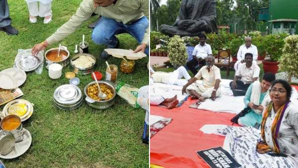 தர்ணாவில் சிக்கன் சாப்பிட்ட எம்பிக்கள்? காந்தியை அவமதித்ததாக சாடிய பாஜக! திரிணாமுல் காங்கிரஸ் பதிலடி