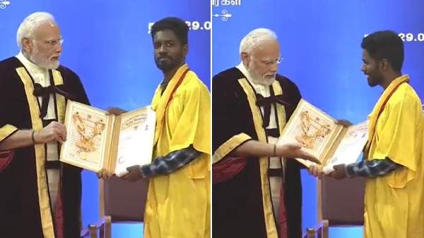 கையில் என்னப்பா காயம்! கட்டோடு வந்த மாணவன்! கனிவுடன் விசாரித்த பிரதமர்! அண்ணா பல்கலையில் நெகிழ்ச்சி!