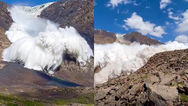பாய்ந்து வந்த பனிச்சரிவு! அப்படியே உறைந்து போன சுற்றுலா பயணிகள்! திக்திக் நொடிகள்..பதைபதைப்பு வீடியோ