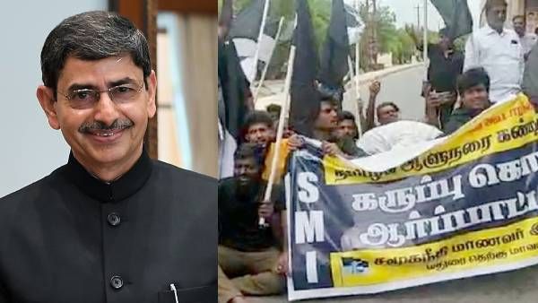 மதுரை வந்த ஆளுநர் ஆர்.என்.ரவிக்கு எதிர்ப்பு.. கறுப்பு கொடி போராட்டம்.. 17 பேர் கைது