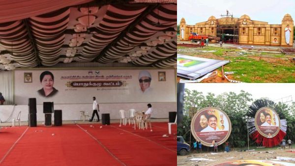 யானை, குதிரைகள் வரவேற்பு..கோட்டை முகப்பு- பாகுபலிக்கே டஃப் கொடுக்கும் ஈபிஎஸ் டீமின் பிரமாண்ட பிளான்!