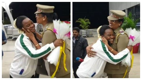 போனதும் போன் பண்ணுங்கம்மா! சென்னை ஏர்போர்ட்டில் நைஜீரிய செஸ் வீராங்கனைக்கு முத்தமிட்ட மகளிர் போலீஸ்