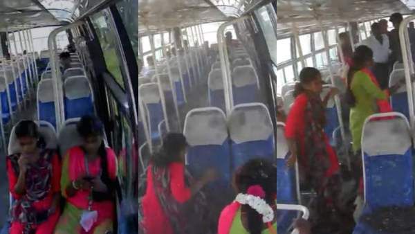 கல்லூரி பேருந்து மோதி பள்ளி மாணவர் பலி.. தூக்கி வீசப்பட்ட மாணவிகள்.. பரபர சிசிடிவி காட்சி!