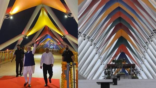 வாஜ்பாய்க்கு மோடி தந்த “வண்ணமய” மரியாதை.. குஜராத்தில் “காத்தாடி” போன்ற அடல் பாலம் திறப்பு! செம அழகு