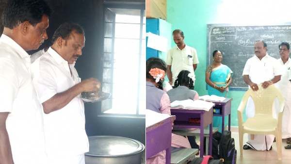 அரசுப் பள்ளியில் வாய்ப்பாடு ஒப்பித்த அமைச்சர் கணேசன்! வைத்த கண் வாங்காமல் பார்த்த திமுகவினர்!