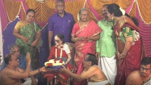 101-வது வயதை தொட்ட மீனாட்சி பாட்டி... திருவொற்றியூரில் பிறந்த நாள் விழா கோலாகலம்!