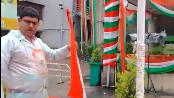 மபி பாஜக அலுவலகத்தில் தரையில் கிடந்த தேசியக்கொடி..வெடித்த சர்ச்சை.. பத்திரிகையாளருக்கு மிரட்டல்