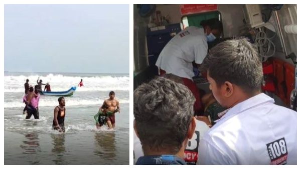 சென்னை கடலில் மூழ்கிய 3 பேரை மீட்ட மீனவர்கள்! கரைக்கு வந்தபோது சட்டென கவிழ்ந்த படகு.. பெண் பலி