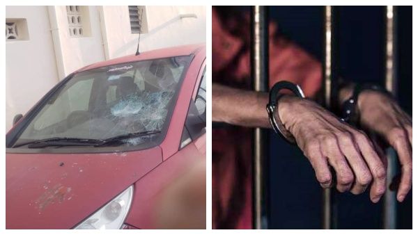 கோஷ்டி மோதலில் இந்து முன்னணி பிரமுகர் கார் மீது கல்வீச்சு- இந்து முன்னணி நிர்வாகிகள் 2 பேர் கைது