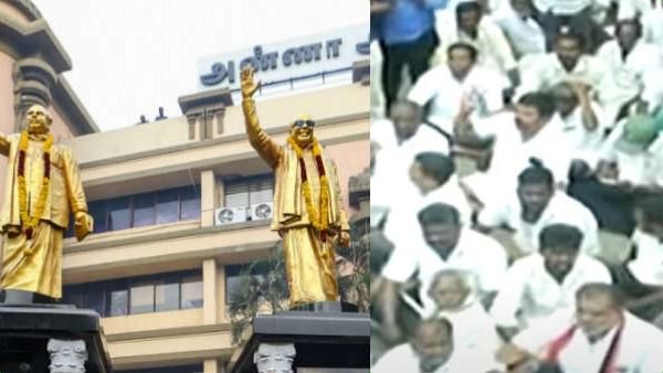 திமுக நிர்வாகிகள் திடீர் தர்ணா.. ‘தேர்தலை நடத்தாமல் மா.செவை நியமிக்க திட்டம்?’ - பரபரத்த அறிவாலயம்!