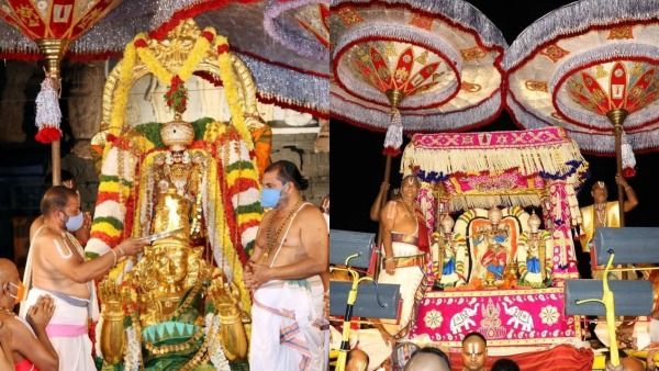 ஆண்டாள் சூடி கொடுத்த மாலை அணிந்து அருள்பாலிக்கும் மலையப்பசுவாமி.. திருப்பதி கருடசேவை  சுவாரஸ்யங்கள் 