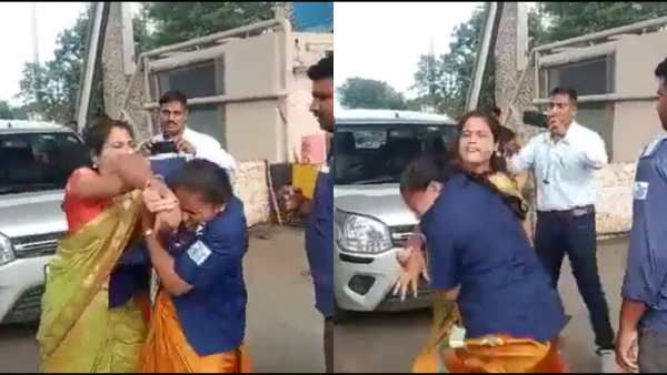 டோல்கேட்டில் அடாவடி.. குடுமிப்பிடி சண்டை போட்ட பெண்கள்! தடுக்காமல் 