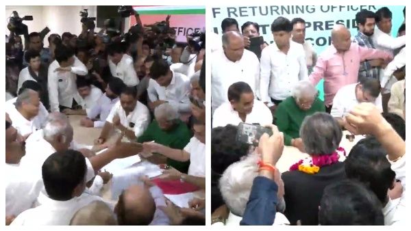 காங். தலைவர் பதவிக்கான கோதாவில் குதித்தார் சசி தரூர்! அறிவித்தபடி வேட்புமனுத் தாக்கல் செய்தார்!