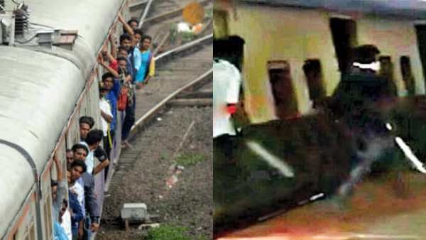 ஓடும் ரயில்.. கையில் சுழலும் பட்டாக்கத்தி.. ரவுடிகளா? கல்லூரி மாணவர்களா? சென்னையில் அத்துமீறல் | Chennai college students atrocity with knives in local train - Tamil Oneindia