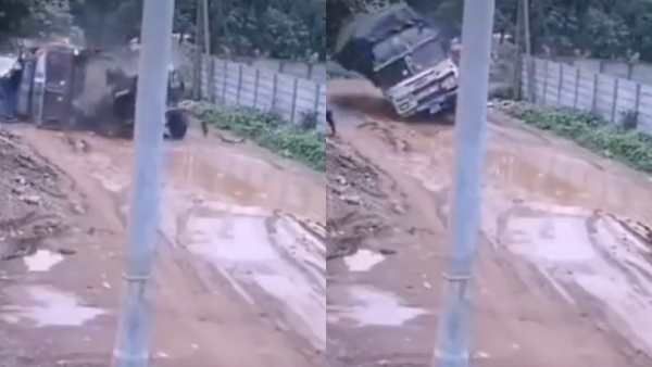 அதிக லோடோடு வளைவில் திரும்பினால் இப்படித்தான் ஆகுமோ?.. இரண்டாக உடைந்த லாரி.. தீயாக பரவும் வீடியோ!