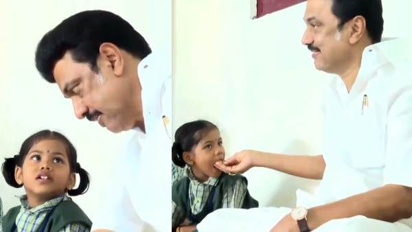 காலை சிற்றுண்டி திட்டம்.. மாணவர்களோடு மாணவராக.. ஊட்டிவிட்டு அன்பை பரிமாறிய முதல்வர்!