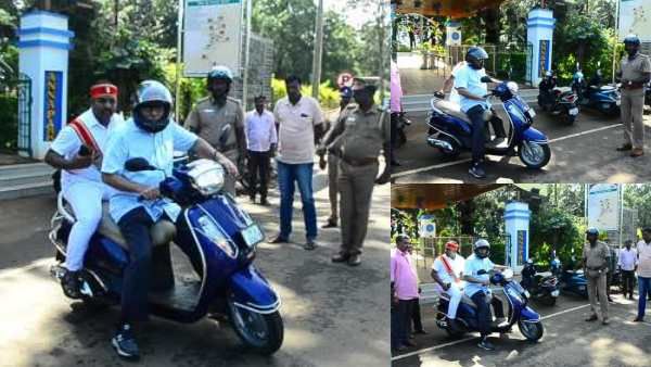 குடுங்க ஹெல்மெட்ட.. உங்காருங்க வண்டியில! டவாலியுடன் ஸ்கூட்டரில் பறந்த சேலம் கலெக்டர்! காரணம் என்ன?