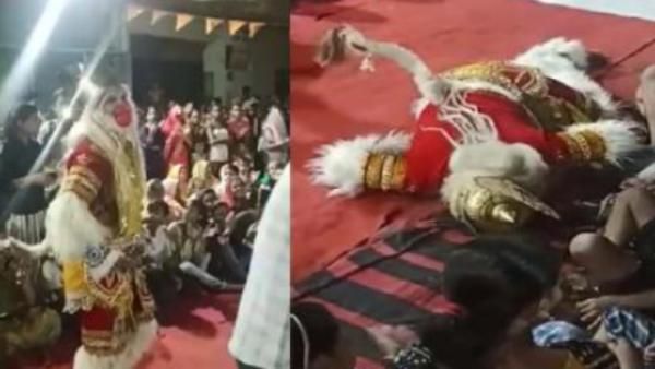 ஊருக்காக ஆடிய கலைஞன்.. அனுமன் வேடத்தில் மேடையில் சரிந்து விழுந்து காற்றில் கலந்த உயிர்..ஷாக் வீடியோ