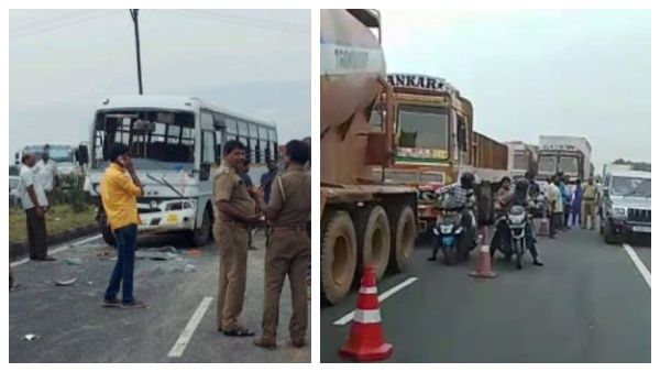 கோவை-சேலம் ரோட்டில்.. பஸ் டிரைவர் தவறால் விபத்தில் சிக்கிய 6 வாகனங்கள்! “காந்தம்”போல் ஒட்டிய கார்கள்