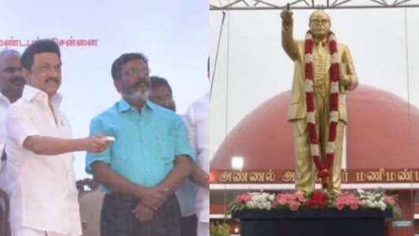 புதுபொலிவு பெற்ற அம்பேத்கர் மணிமண்டபம்! சிலை வழங்கிய திருமாவளவன்! திறந்து வைத்த முதலமைச்சர் ஸ்டாலின்