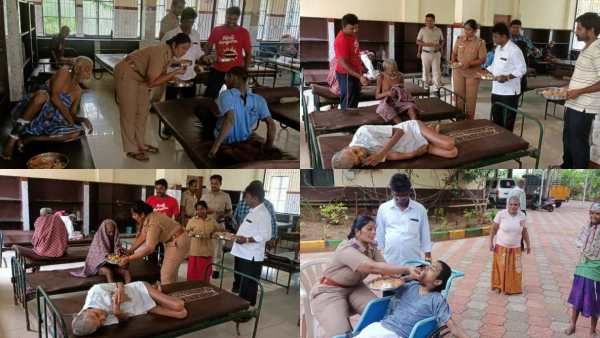 காக்கி சட்டைக்குள் ஒரு மதர் தெரசா! ஆதரவற்றவர்களுக்கு பிரியாணி அள்ளி ஊட்டி.. நெகிழ்ந்து போன மக்கள்!