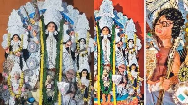 காலுக்கு கீழே.. அரக்கர் உருவத்தில் காந்தி.. மேற்கு வங்க துர்கா பூஜையில் திடீர் சர்ச்சை.. பின்னணி!