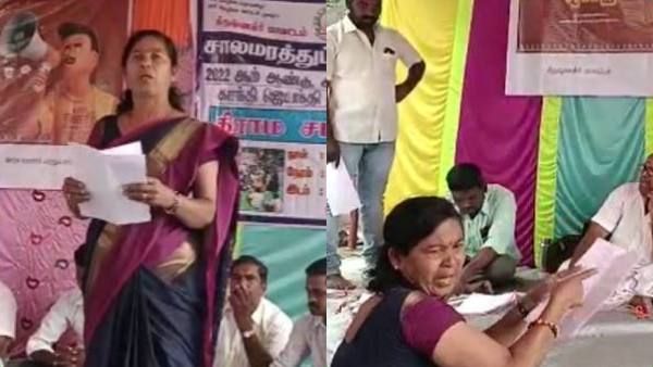 இந்த அரசாங்கத்தில் வேலை செய்வதே சாபக்கேடு.. கிராம சபையில் கண்ணீர் விட்டு கதறிய தலைமை ஆசிரியை