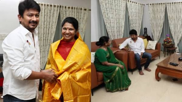 அத்தை கனிமொழி மீது அன்பு- சிஐடி காலனி வீட்டுக்கு போய் சால்வை அணிவித்து வாழ்த்திய உதயநிதி!