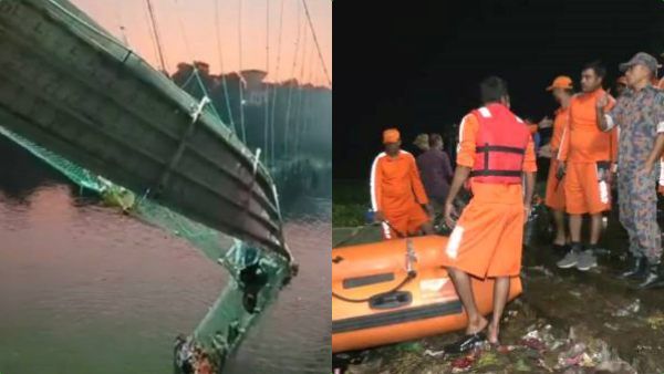 குஜராத் மோர்பி கேபிள் பால விபத்து.. பலி எண்ணிக்கை 132 ஆக உயர்வு! 100க்கும் மேற்பட்டவர்களை காணவில்லை