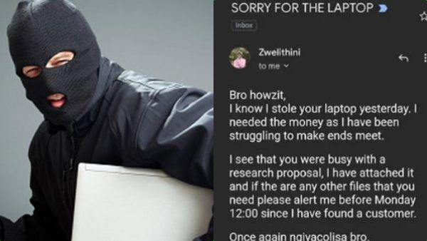 ரொம்ப நல்ல திருடனோ?.. லேப்டாப்பை திருடிவிட்டு உரிமையாளருக்கு உருக்கமாக மெயில் அனுப்பிய திருடன்!